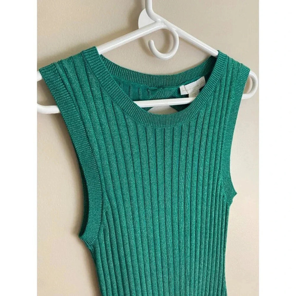 House of Harlow 1960 NWT Green Ribbed Sweater Dress Size Medium Sparkly Knit - Picture 5 of 13